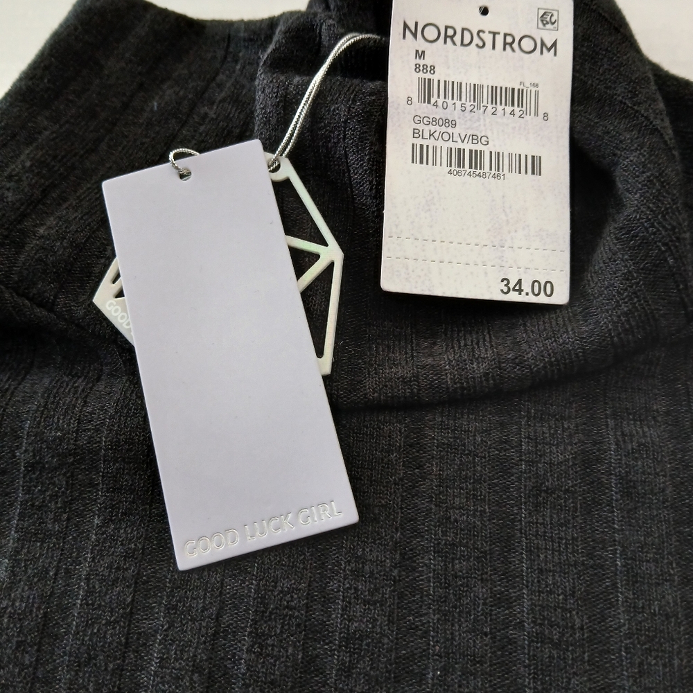 GOOD LUCK GIRL Size M Top Black Green/Beige Color New $16 - Picture 4 of 9